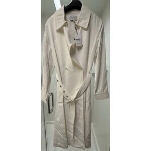 REISS NWT $780 Florance Pleat Back White Viscose Trench Coat Jacket Size M